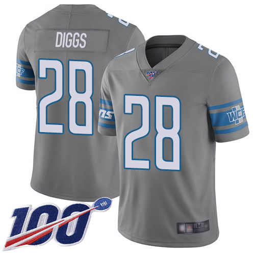 Detroit Lions Limited Steel Men Quandre Diggs Jersey NFL Football #28 100th Season Rush Vapor Untouchable->youth nfl jersey->Youth Jersey